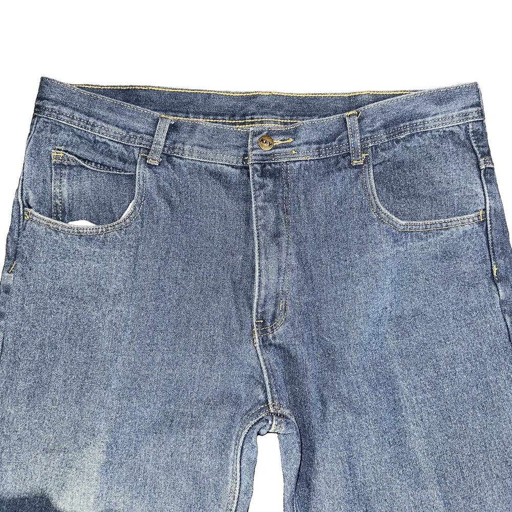 KEY Apparel Flannel Lined Jeans Mens 38x30 Blue Plaid Denim Work Pants Warm